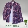 Indian Handmade Block Print Zipper Quilted Winter Jacket, Organic Cotton, Beautiful Printed Pure Cotton , Small to Medium Size Jacket By Zanobia. - Image 2