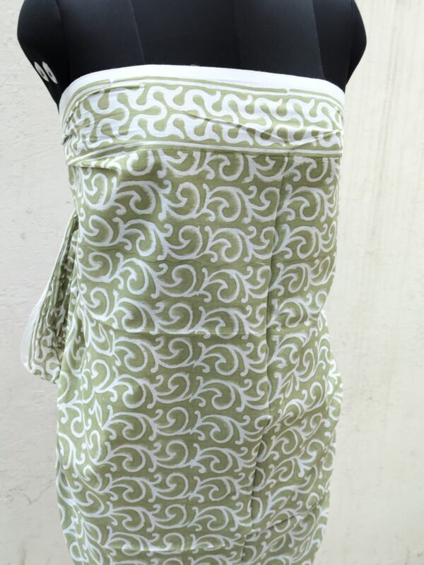 Indian Hand Made Block Printed Pareo, Beach Wear Scarf Hip Wrap Pareo C Green-Color Nice Floral Print Pure Cotton# Sarong - Image 11