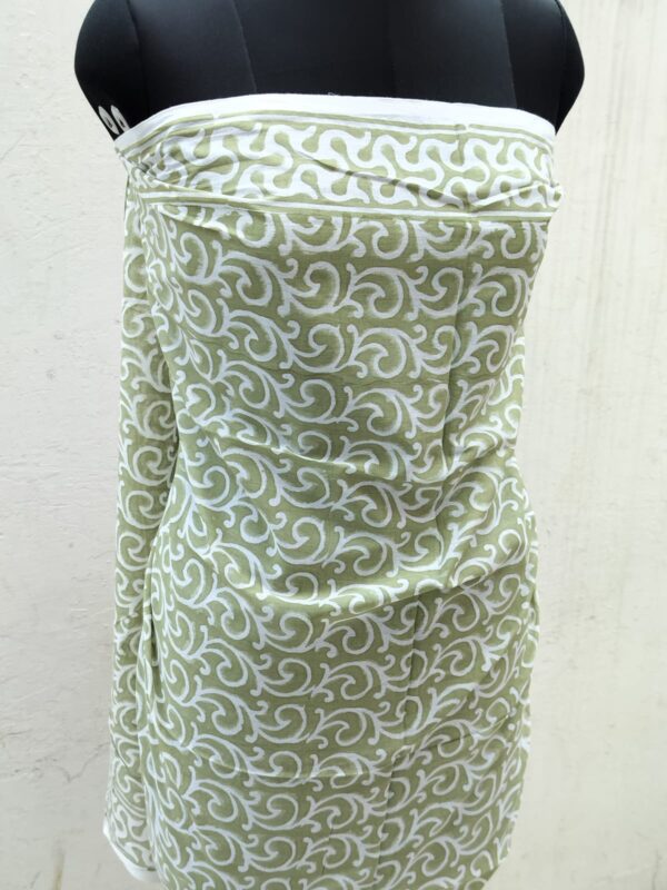 Indian Hand Made Block Printed Pareo, Beach Wear Scarf Hip Wrap Pareo C Green-Color Nice Floral Print Pure Cotton# Sarong - Image 8