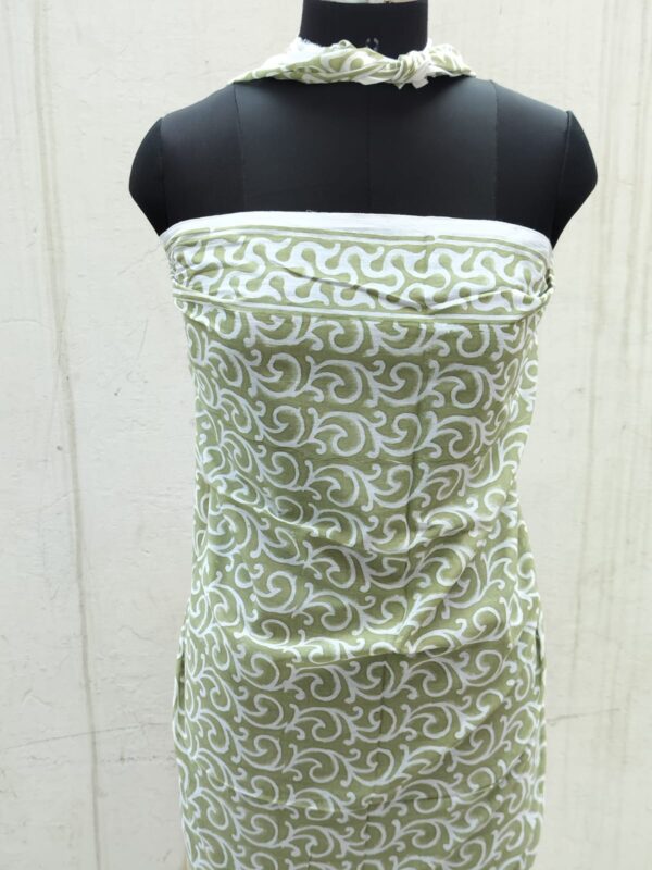 Indian Hand Made Block Printed Pareo, Beach Wear Scarf Hip Wrap Pareo C Green-Color Nice Floral Print Pure Cotton# Sarong - Image 7