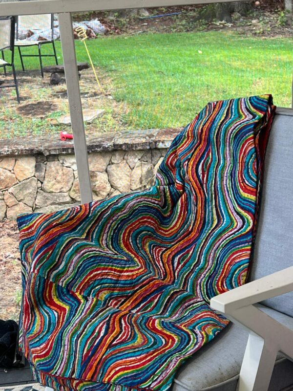Handmade Pure100% Cotton Indian Katha Quilt Block Printed, Multicolor Printed Beautiful Bed Quilt, Quilting Bed Cover Very Nice Quilt Bedspread By Zanobia. - Image 2
